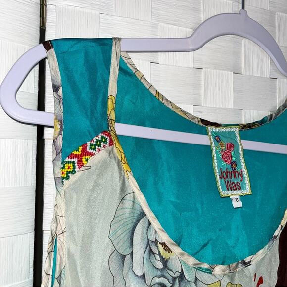 Johnny Was 100% Silk Floral Sleeveless Dress Size Small - Picture 4 of 8